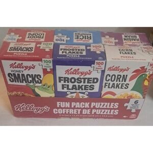 Spin Master Games, Kellogg's Cereal 100-Piece Puzzles 6-Pack Square Cereal Boxes